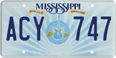 MS license plate ACY747