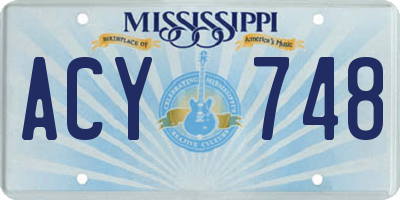 MS license plate ACY748