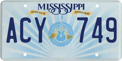 MS license plate ACY749