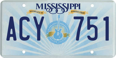 MS license plate ACY751