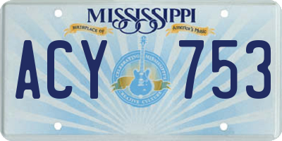 MS license plate ACY753