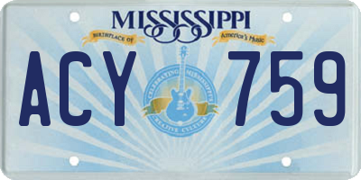 MS license plate ACY759