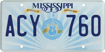 MS license plate ACY760