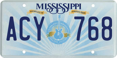 MS license plate ACY768