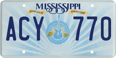 MS license plate ACY770