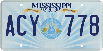 MS license plate ACY778