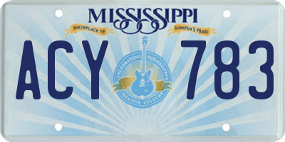 MS license plate ACY783