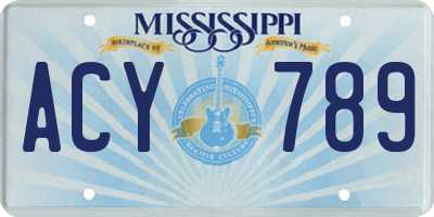 MS license plate ACY789