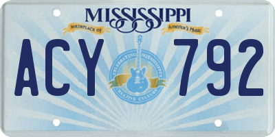 MS license plate ACY792