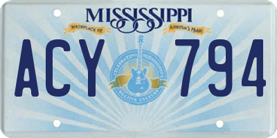 MS license plate ACY794