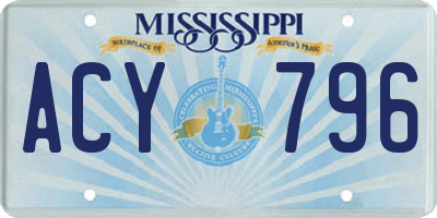 MS license plate ACY796