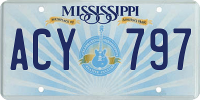 MS license plate ACY797