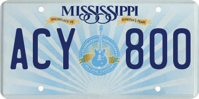 MS license plate ACY800