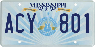MS license plate ACY801