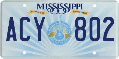 MS license plate ACY802