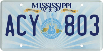 MS license plate ACY803