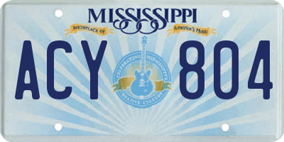 MS license plate ACY804
