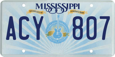 MS license plate ACY807