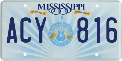 MS license plate ACY816