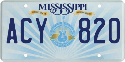 MS license plate ACY820