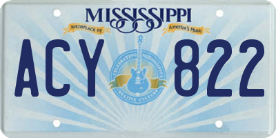MS license plate ACY822