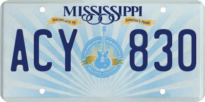 MS license plate ACY830