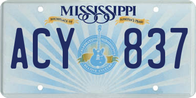 MS license plate ACY837