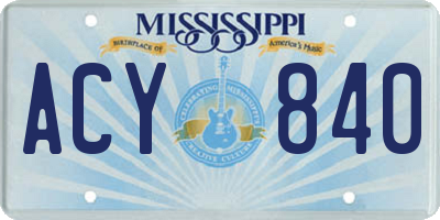 MS license plate ACY840