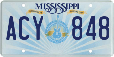 MS license plate ACY848