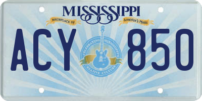 MS license plate ACY850