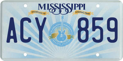 MS license plate ACY859
