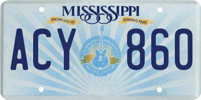 MS license plate ACY860