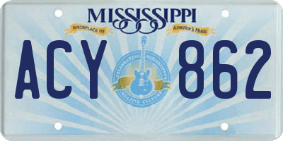 MS license plate ACY862