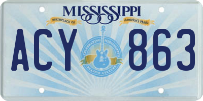 MS license plate ACY863