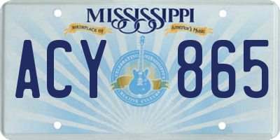 MS license plate ACY865