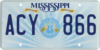MS license plate ACY866