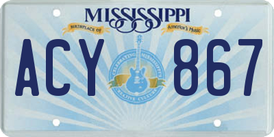 MS license plate ACY867