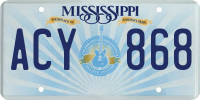MS license plate ACY868
