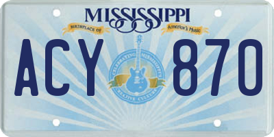 MS license plate ACY870