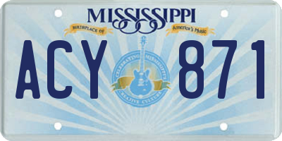 MS license plate ACY871