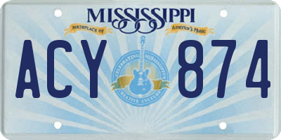 MS license plate ACY874