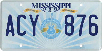 MS license plate ACY876