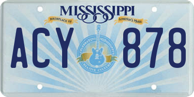 MS license plate ACY878