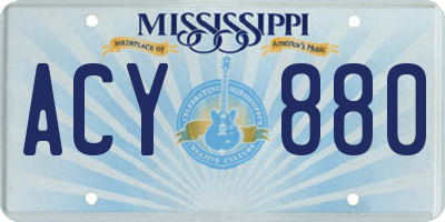 MS license plate ACY880