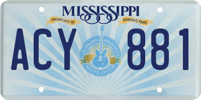 MS license plate ACY881