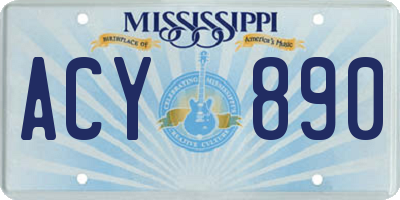 MS license plate ACY890