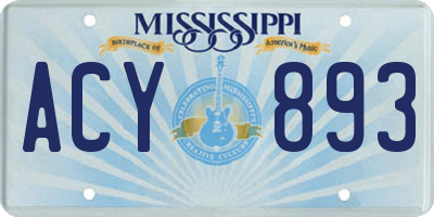 MS license plate ACY893
