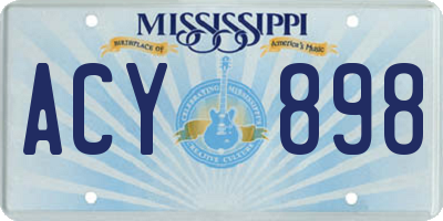 MS license plate ACY898