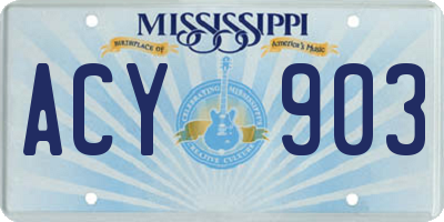 MS license plate ACY903