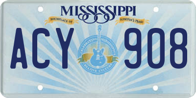 MS license plate ACY908